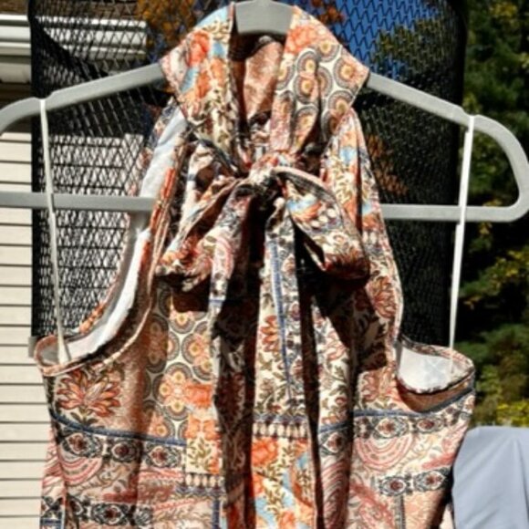 Rachel Zoe Women’s Medium Floral Satin Halter Lrg Back Tie Sleeveless Top Blouse - Picture 5 of 11